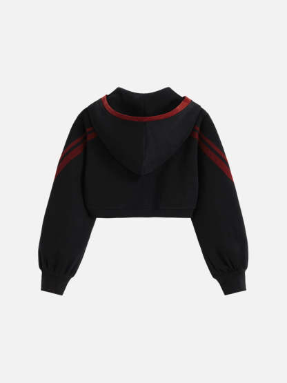 Aelfric Eden Cropped Contrast Stripe Zip Up Hoodie