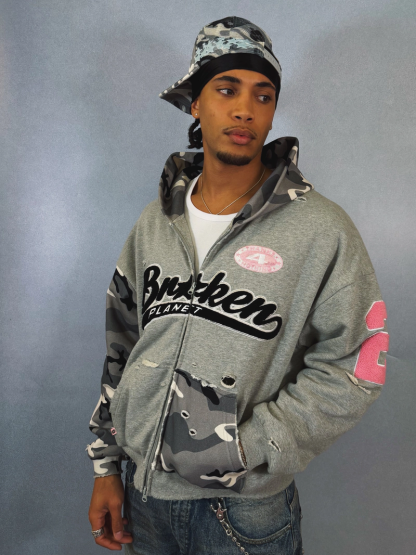 DECONSTRUCTED SNOW CAMO ZIP-UP