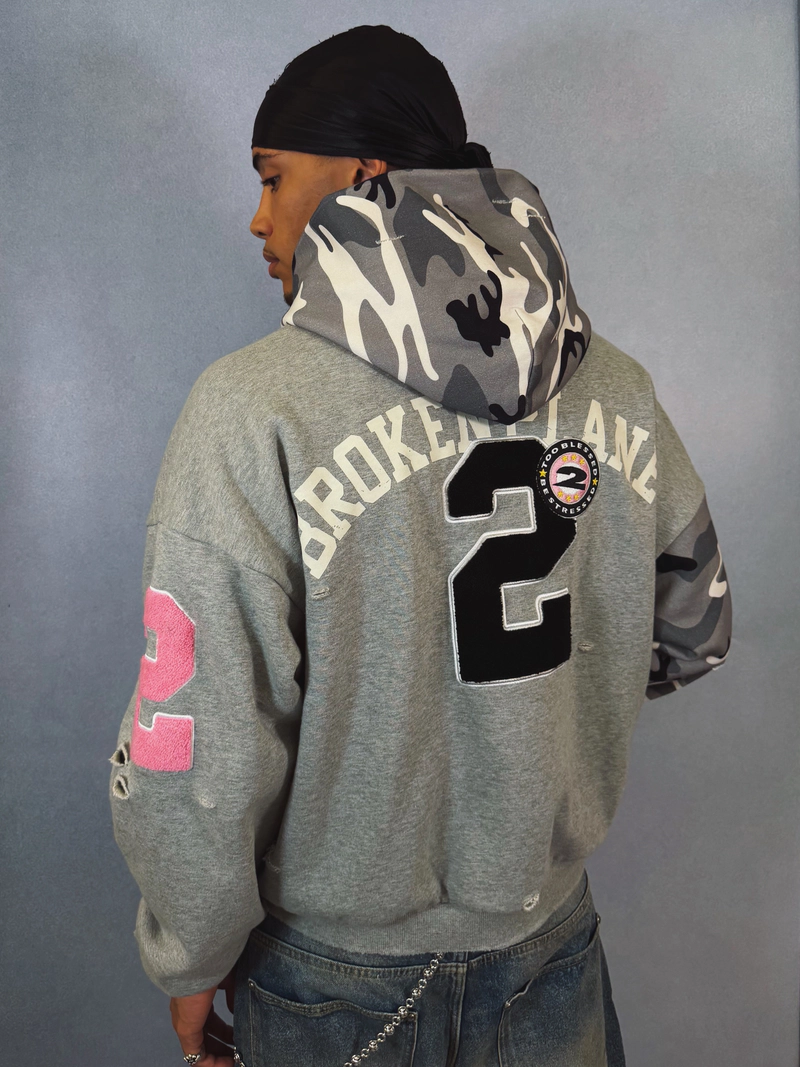 DECONSTRUCTED SNOW CAMO ZIP-UP