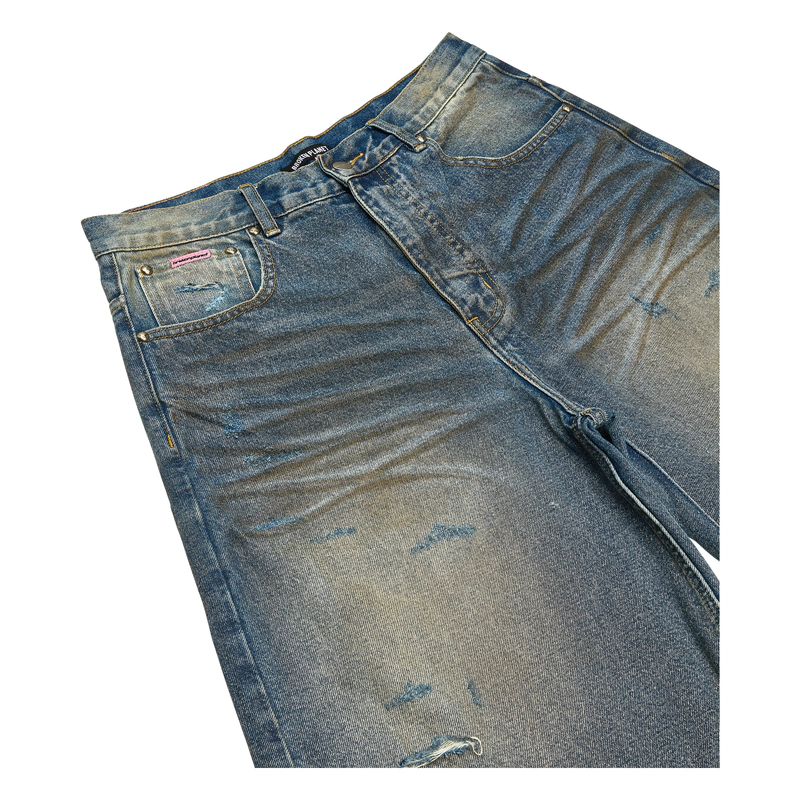 DISTRESSED DENIM SHORTS