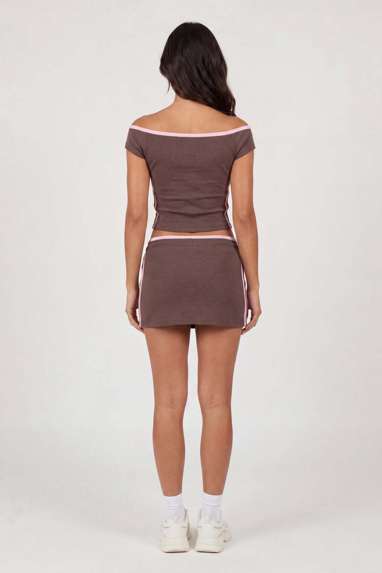 Graphic Off Shoulder Top & Mini Skirt Set