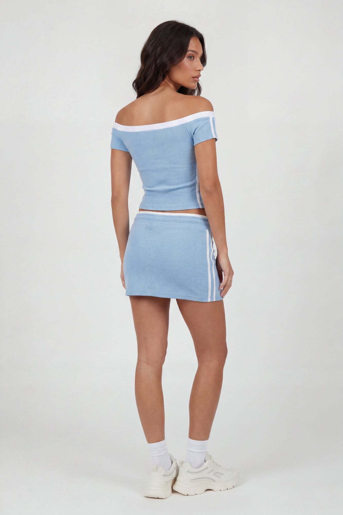Graphic Off Shoulder Top & Mini Skirt Set