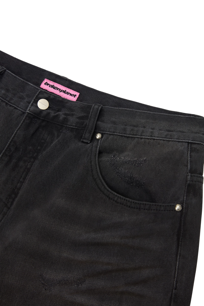 DISTRESSED DENIM SHORTS