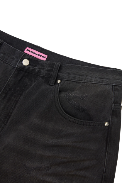DISTRESSED DENIM SHORTS