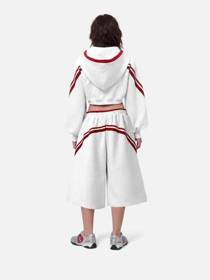 Aelfric Eden Cropped Contrast Stripe Zip Up Hoodie
