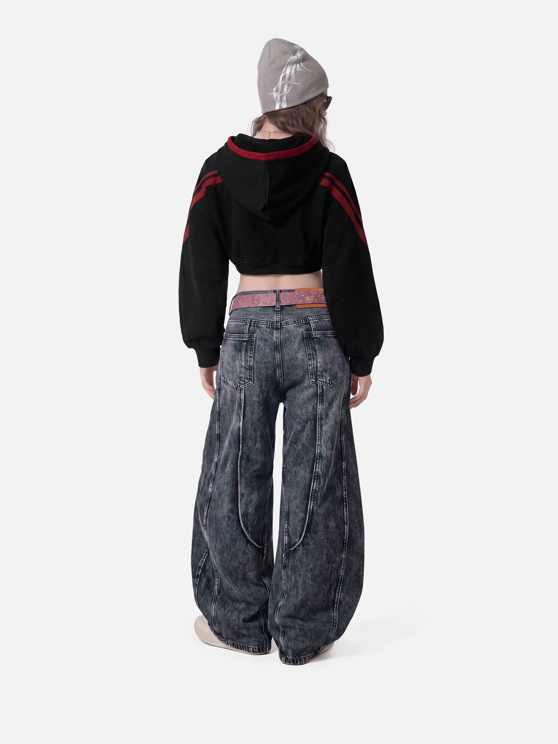 Aelfric Eden Cropped Contrast Stripe Zip Up Hoodie