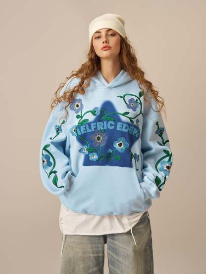 Aelfric Eden Star Rhinestone Floral Hoodie