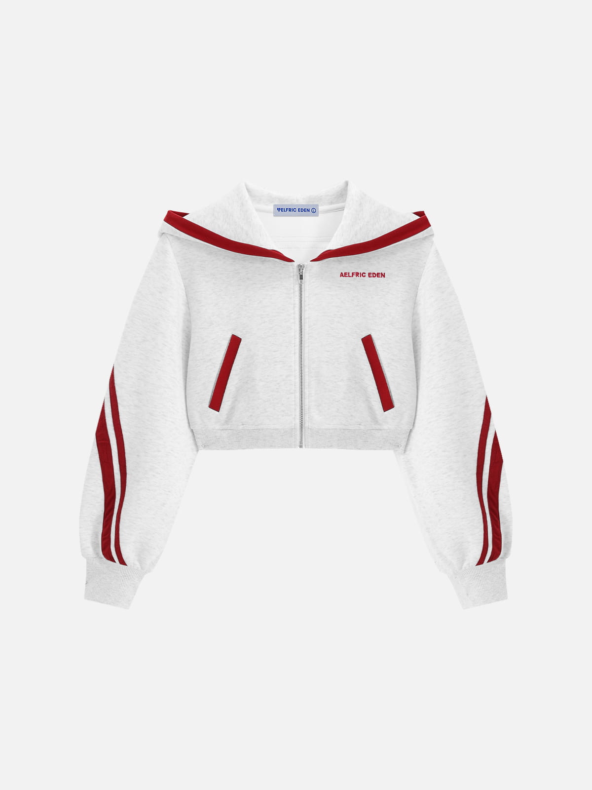 Aelfric Eden Cropped Contrast Stripe Zip Up Hoodie