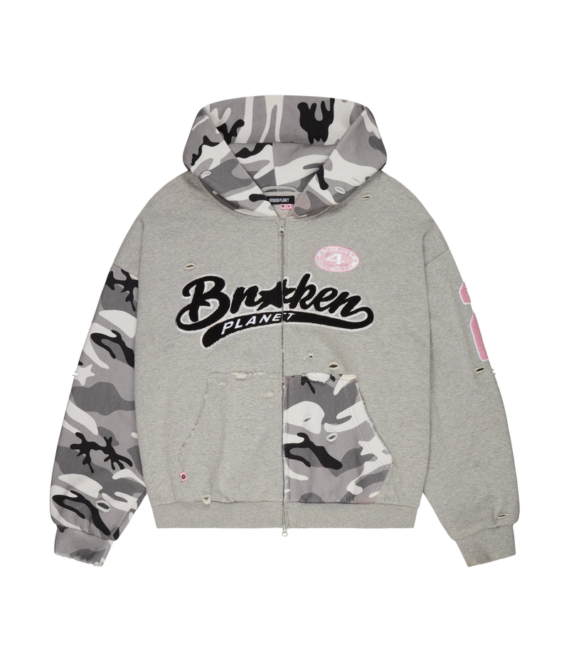 DECONSTRUCTED SNOW CAMO ZIP-UP