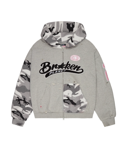 DECONSTRUCTED SNOW CAMO ZIP-UP