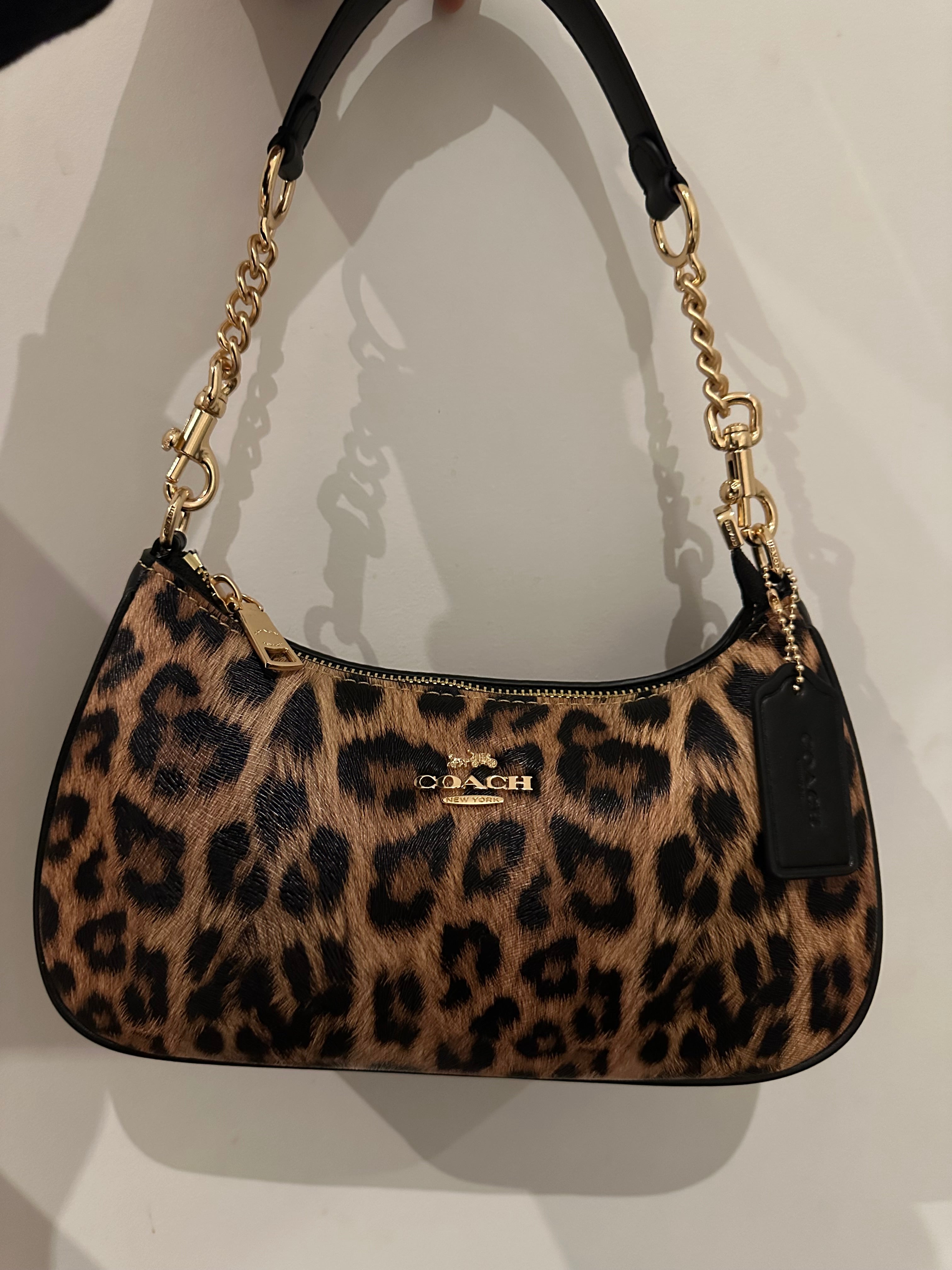 Teri Leopard Black Shoulder Handbag