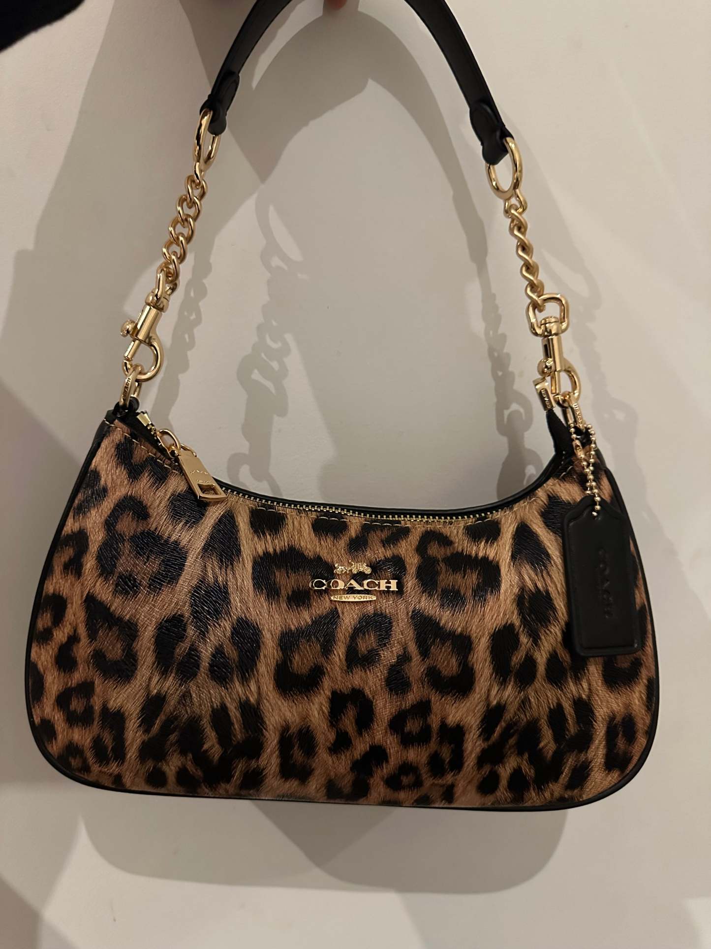 Teri Leopard Black Shoulder Handbag