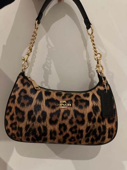 Teri Leopard Black Shoulder Handbag