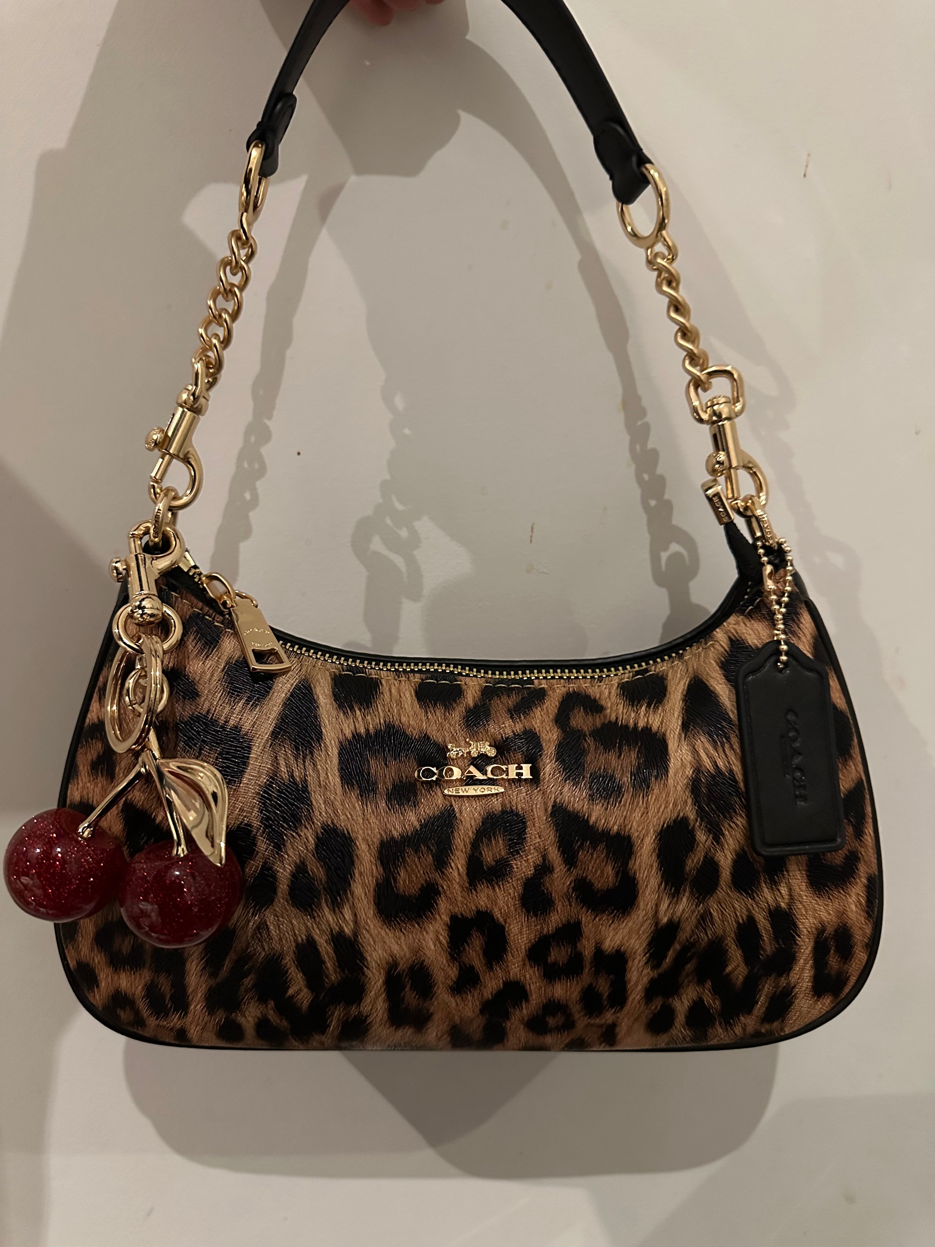 Teri Leopard Black Shoulder Handbag