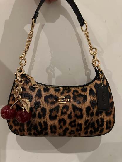 Teri Leopard Black Shoulder Handbag