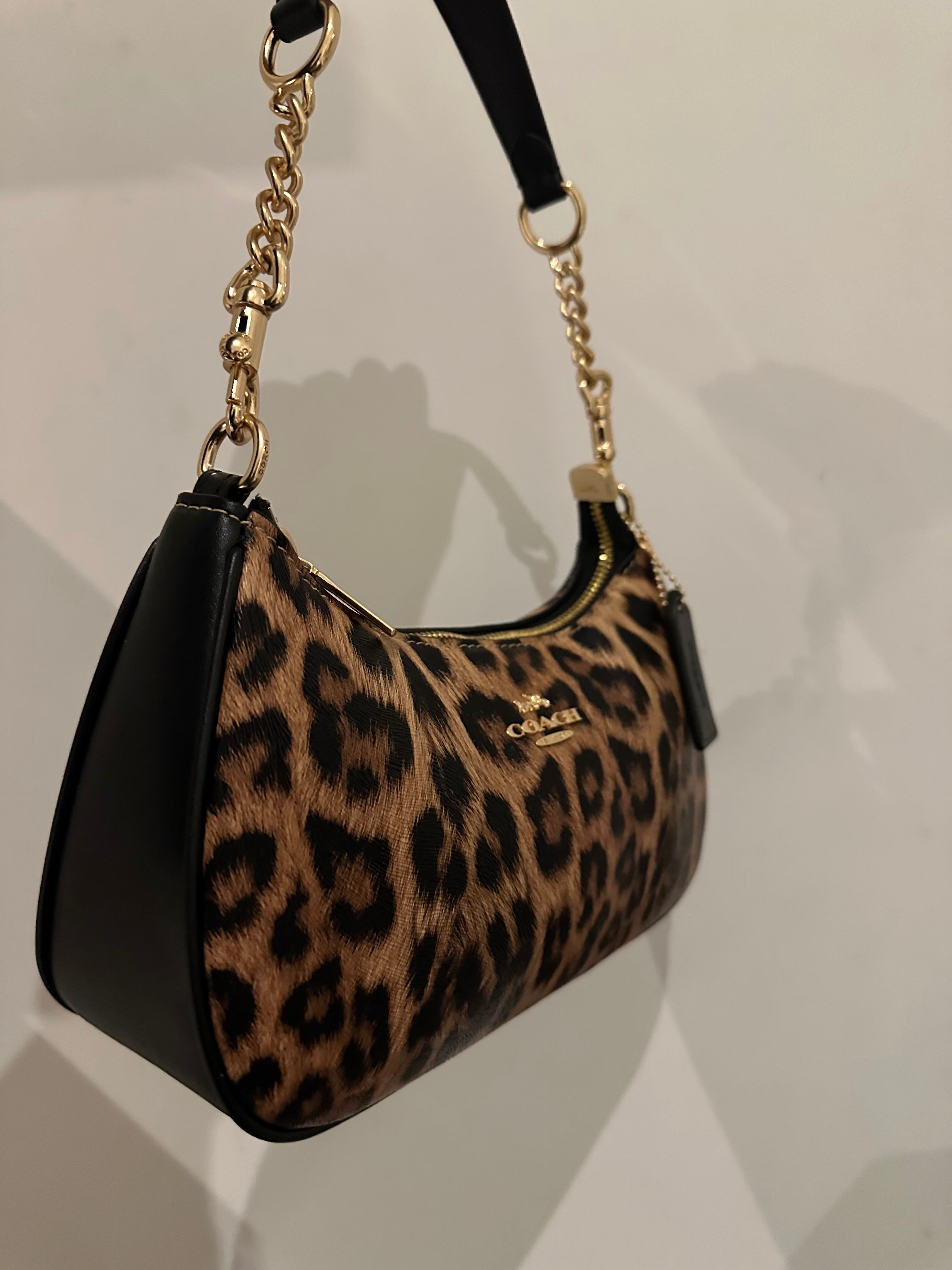 Teri Leopard Black Shoulder Handbag