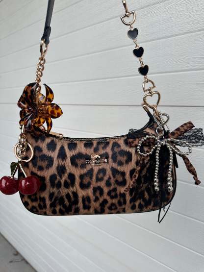 Teri Leopard Black Shoulder Handbag