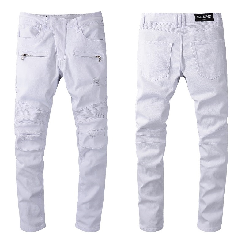distressed ripped white straight pants