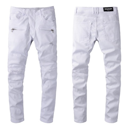 distressed ripped white straight pants
