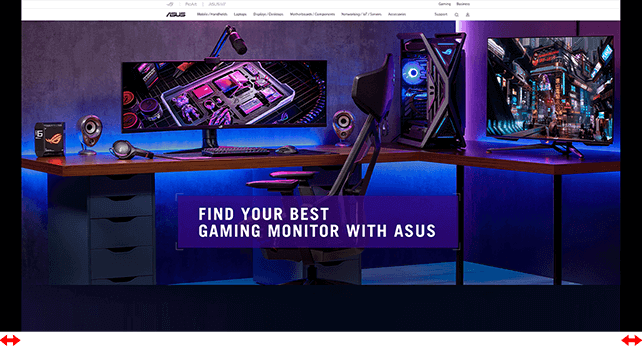 Screenshot of a web browser with black  bars on the left and right of the screen to show the effect of the OLED Care+'s Screen Move feature.