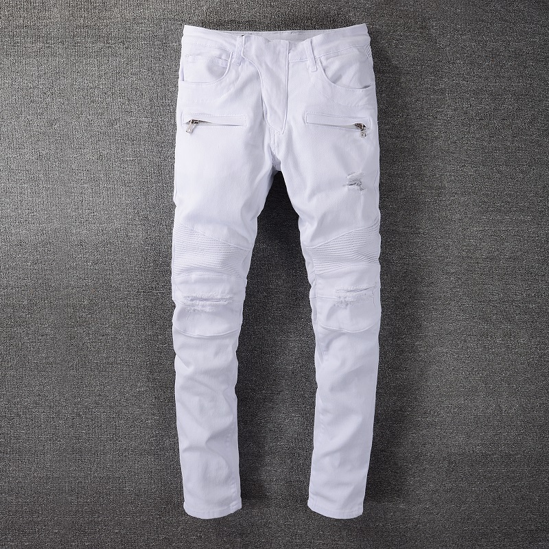 distressed ripped white straight pants