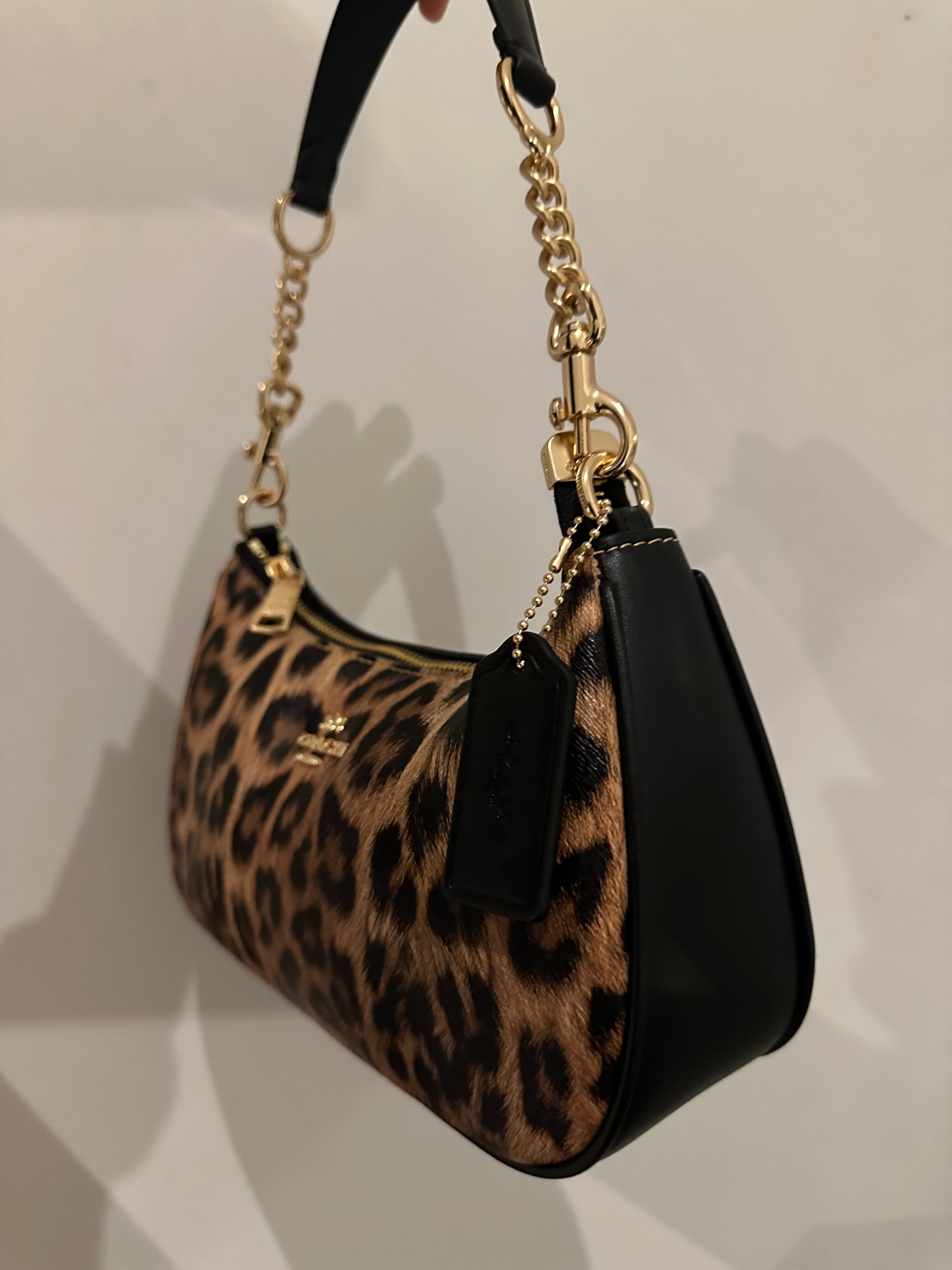 Teri Leopard Black Shoulder Handbag