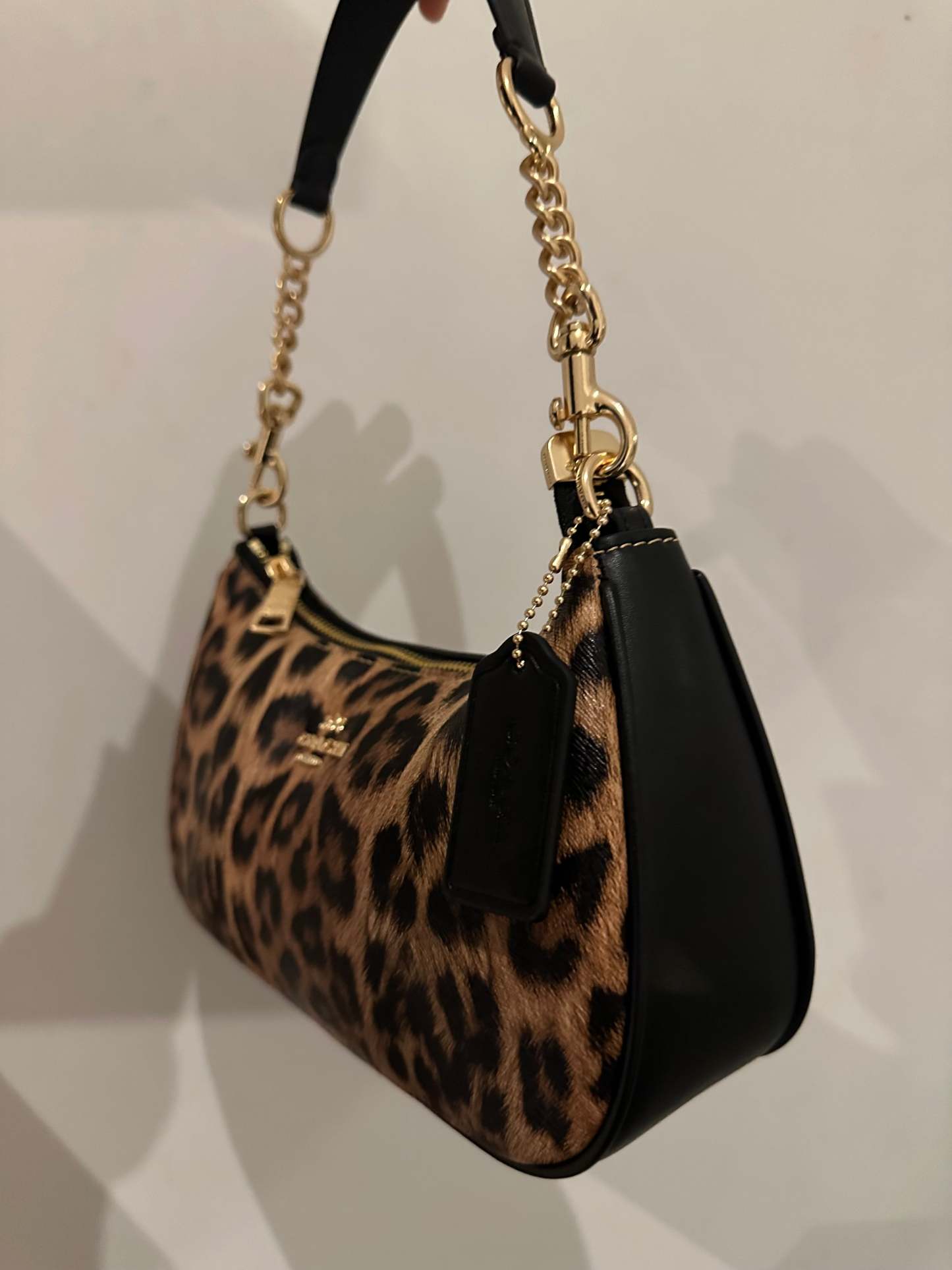 Teri Leopard Black Shoulder Handbag