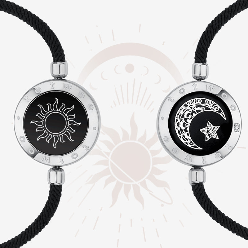 Sun&Moon Touch Bracelets with Milan Rope(Black+Black)