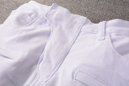 distressed ripped white straight pants
