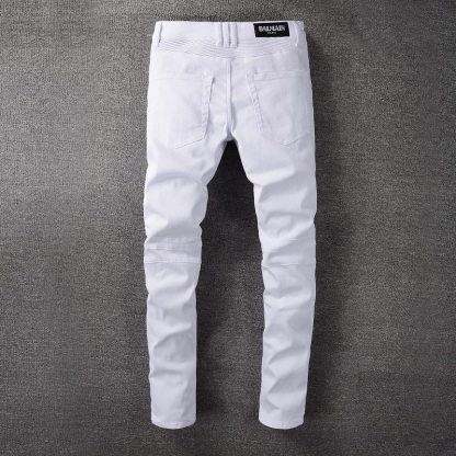 distressed ripped white straight pants