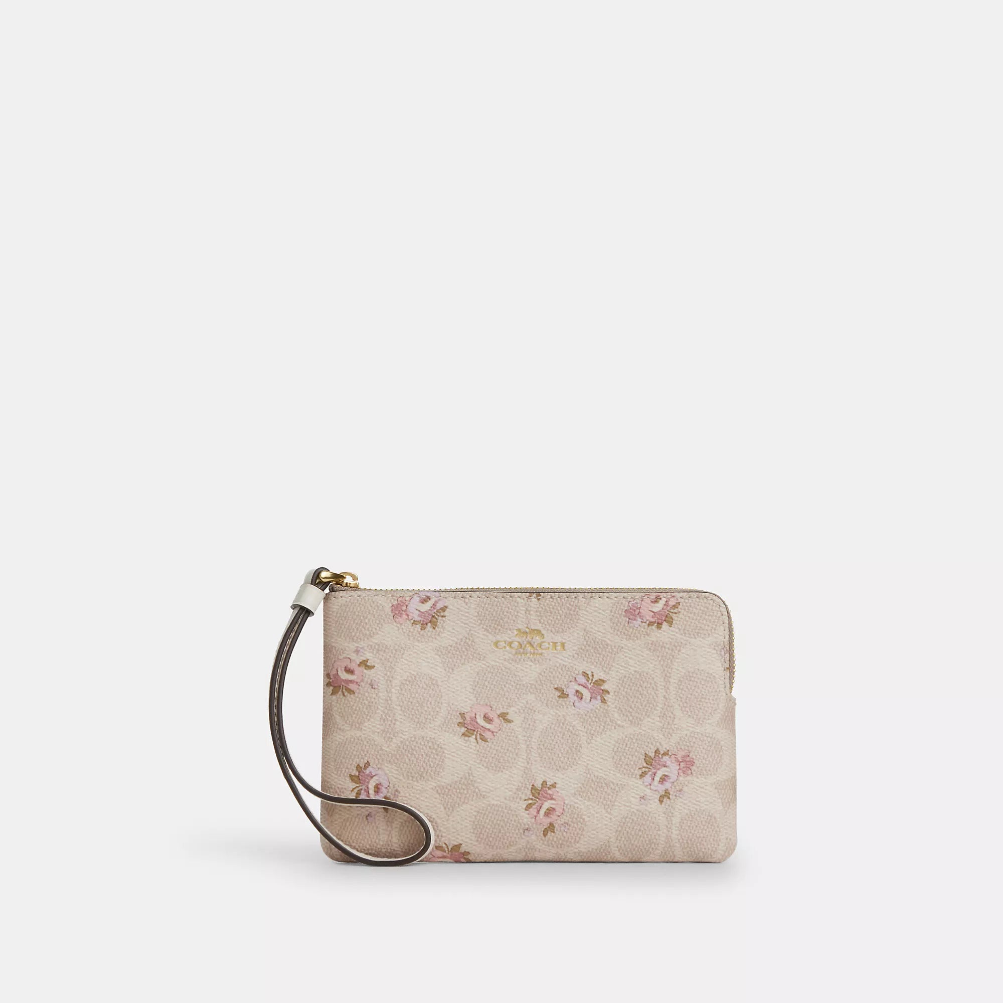 Outlet Corner Zip Wristlet In Signature Canvas With Floral Print