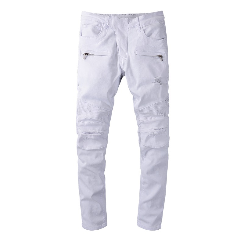 distressed ripped white straight pants