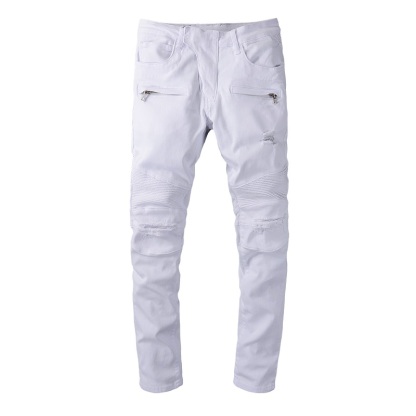 distressed ripped white straight pants