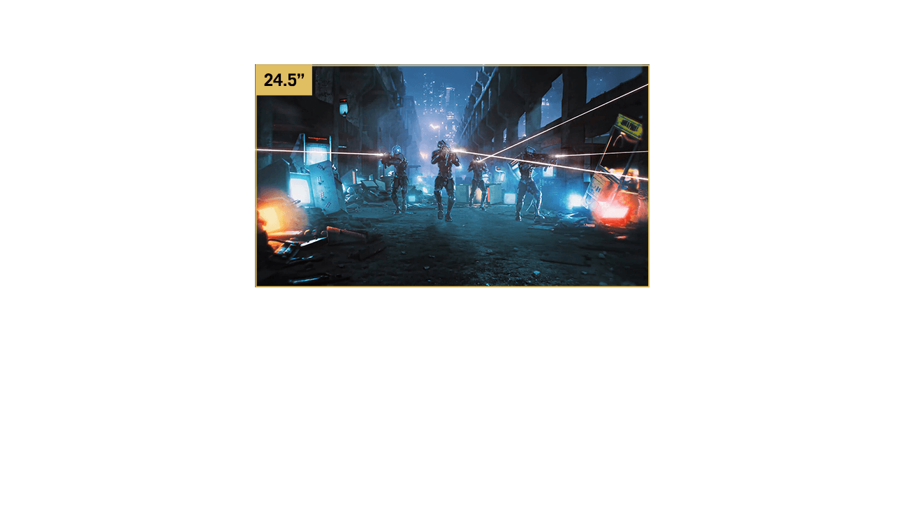 The aspect ratio can be set to show a 24.5-inch image.