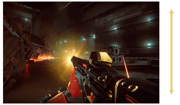 Screenshot of an FPS game showing onscreen flicker when the gun fires