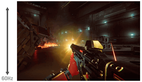 Video of an FPS game showing onscreen flicker when the gun fires