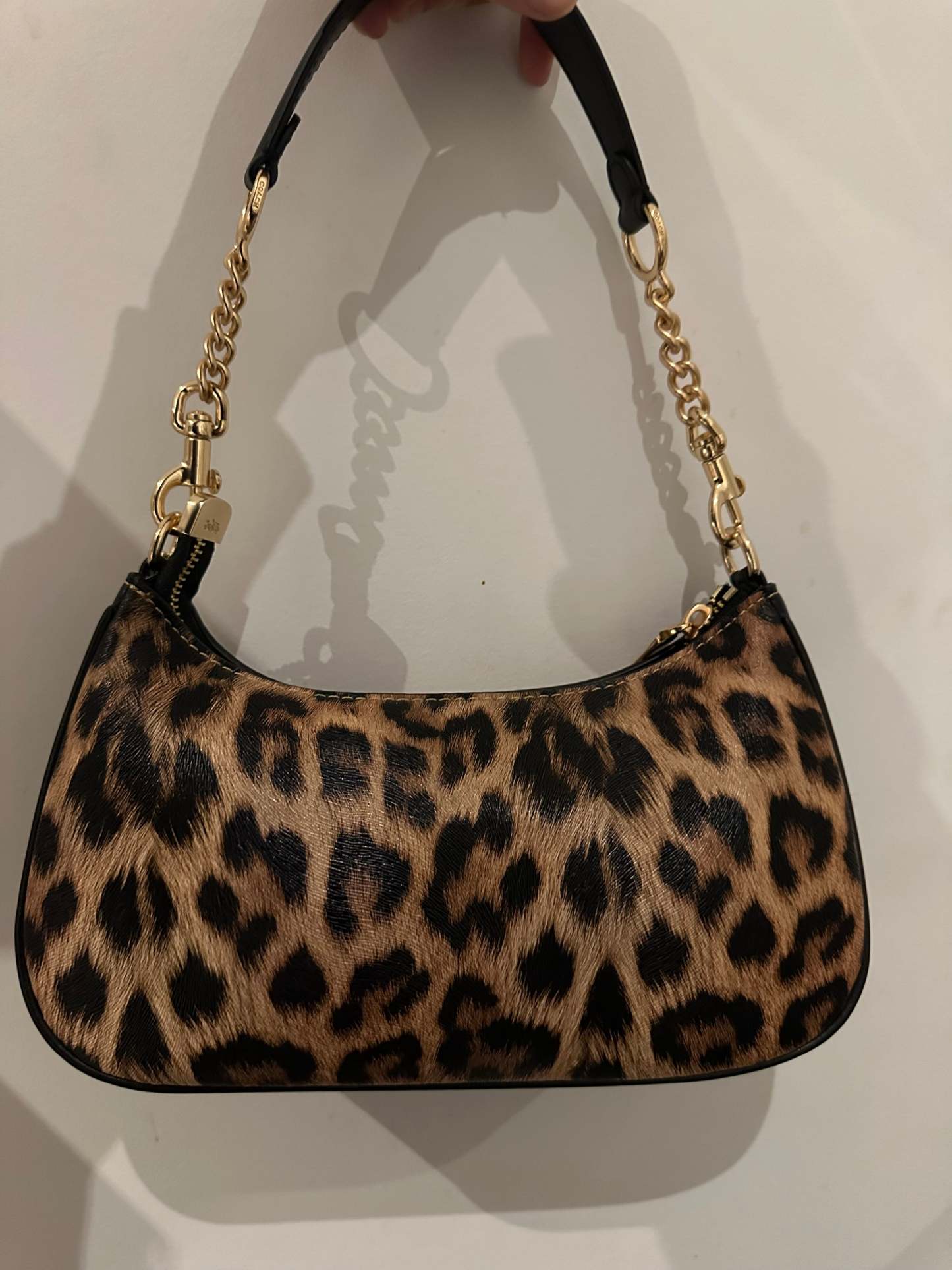 Teri Leopard Black Shoulder Handbag