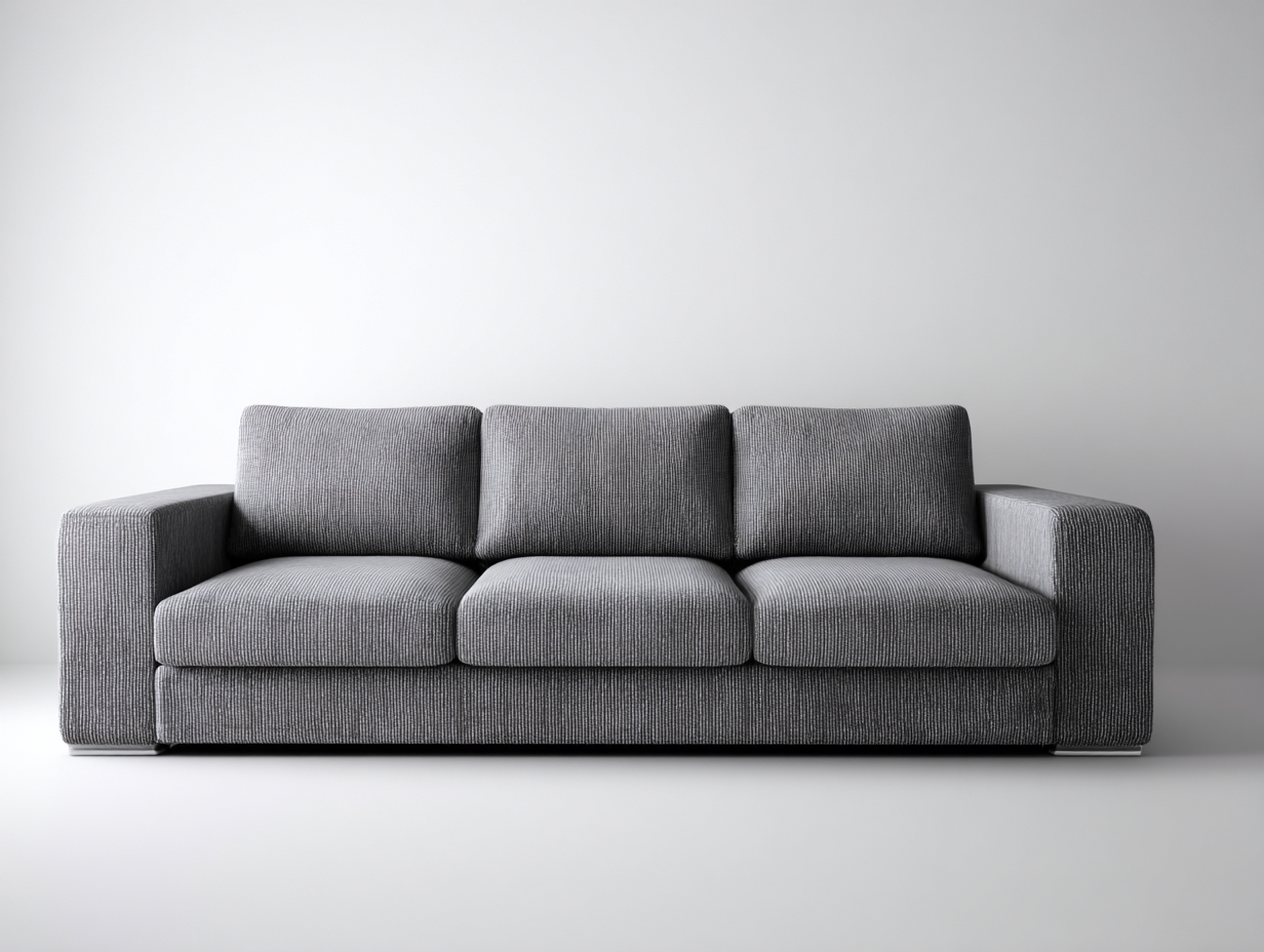 3 Sitzer Sofas-Stoff-Metall-222x97x84 cm-Hellgrau-Zeitlos Modern-Nestgetloft