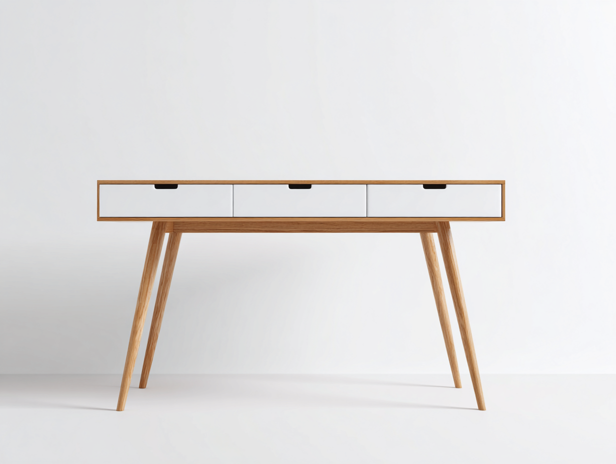 Schreibtisch-Holz-MDF-118x48x77 cm-Weiß-Natur-Skandinavischer Stil-Nestgetloft