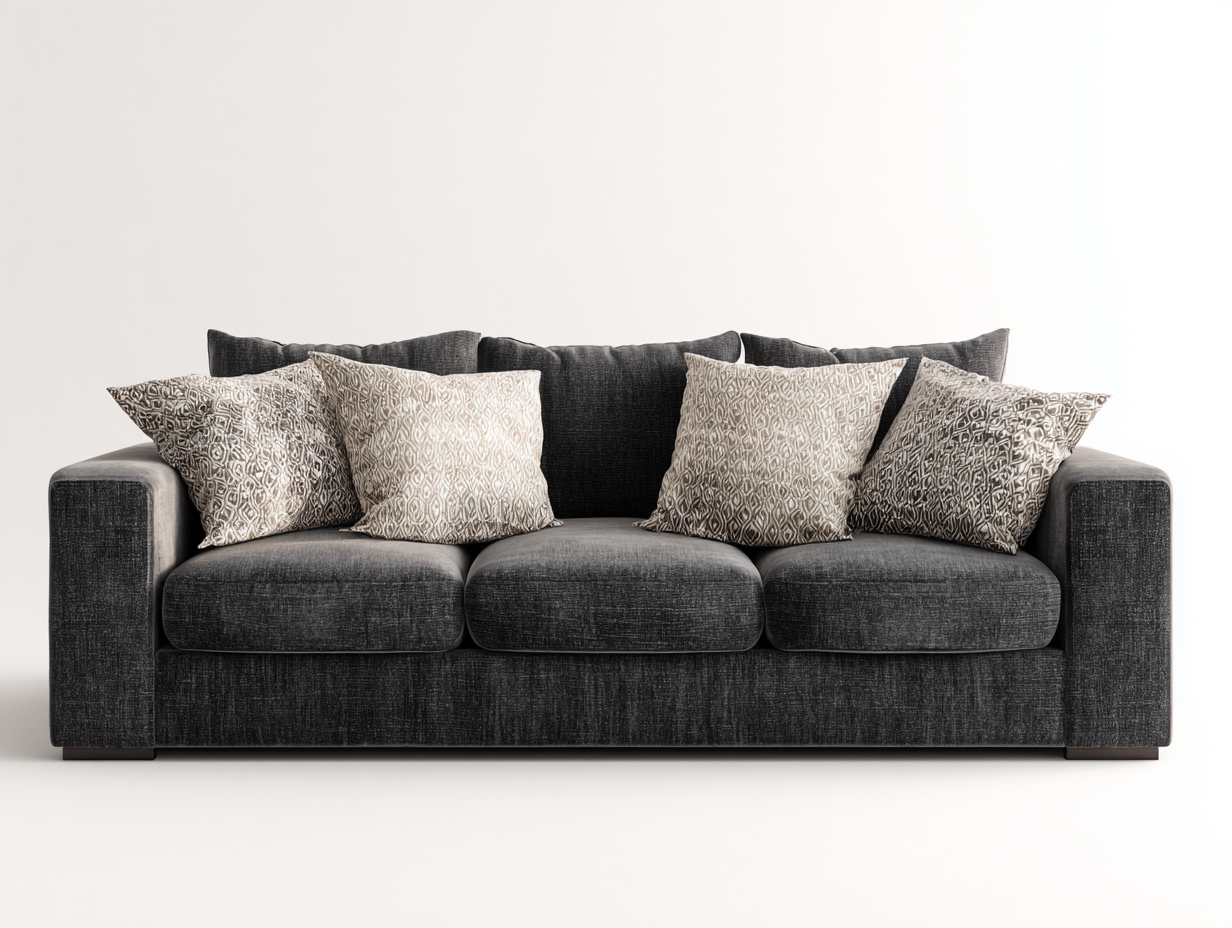 3 Sitzer Sofas-Stoff-Holz-226x98x83 cm-Dunkelgrau-Zeitloser Wohnstil-Nestgetloft