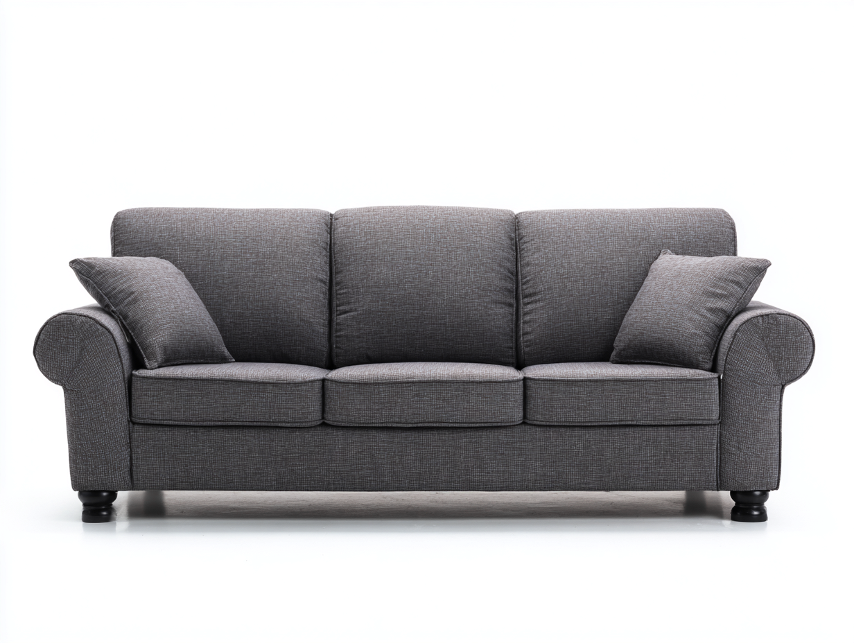 3 Sitzer Sofas-Stoff-Holz-214x91x86 cm-Grau-Klassischer Wohnstil-Nestgetloft