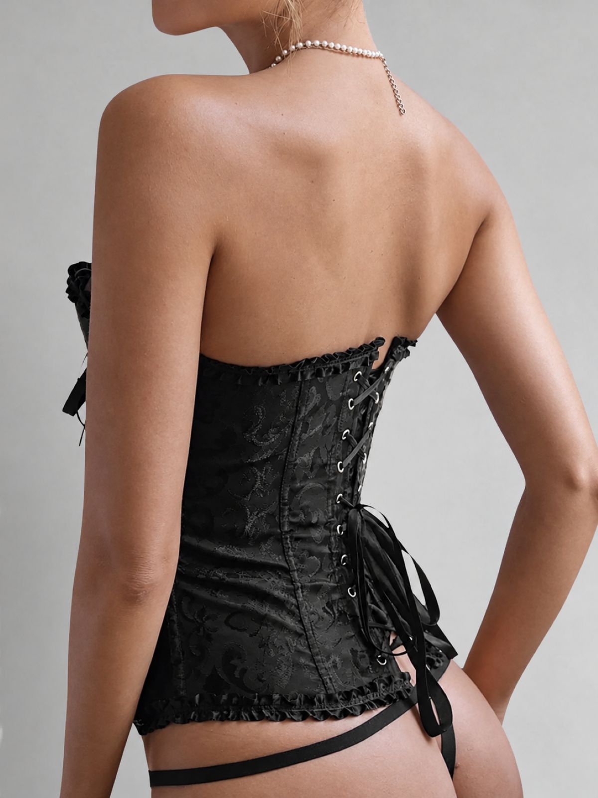 Tatum Jacquard Corset - Black