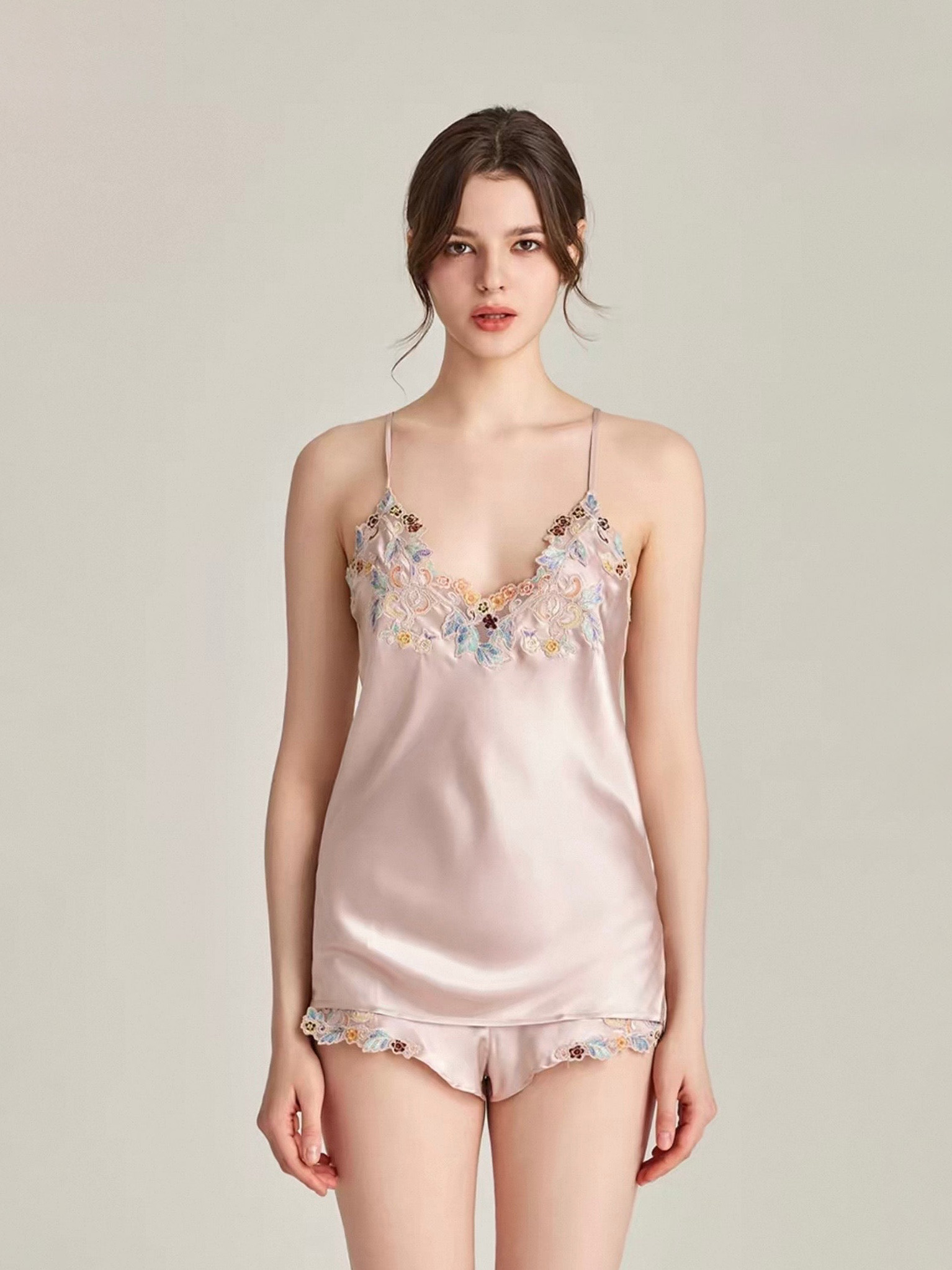 Eden Silk Shorts Set In Pink