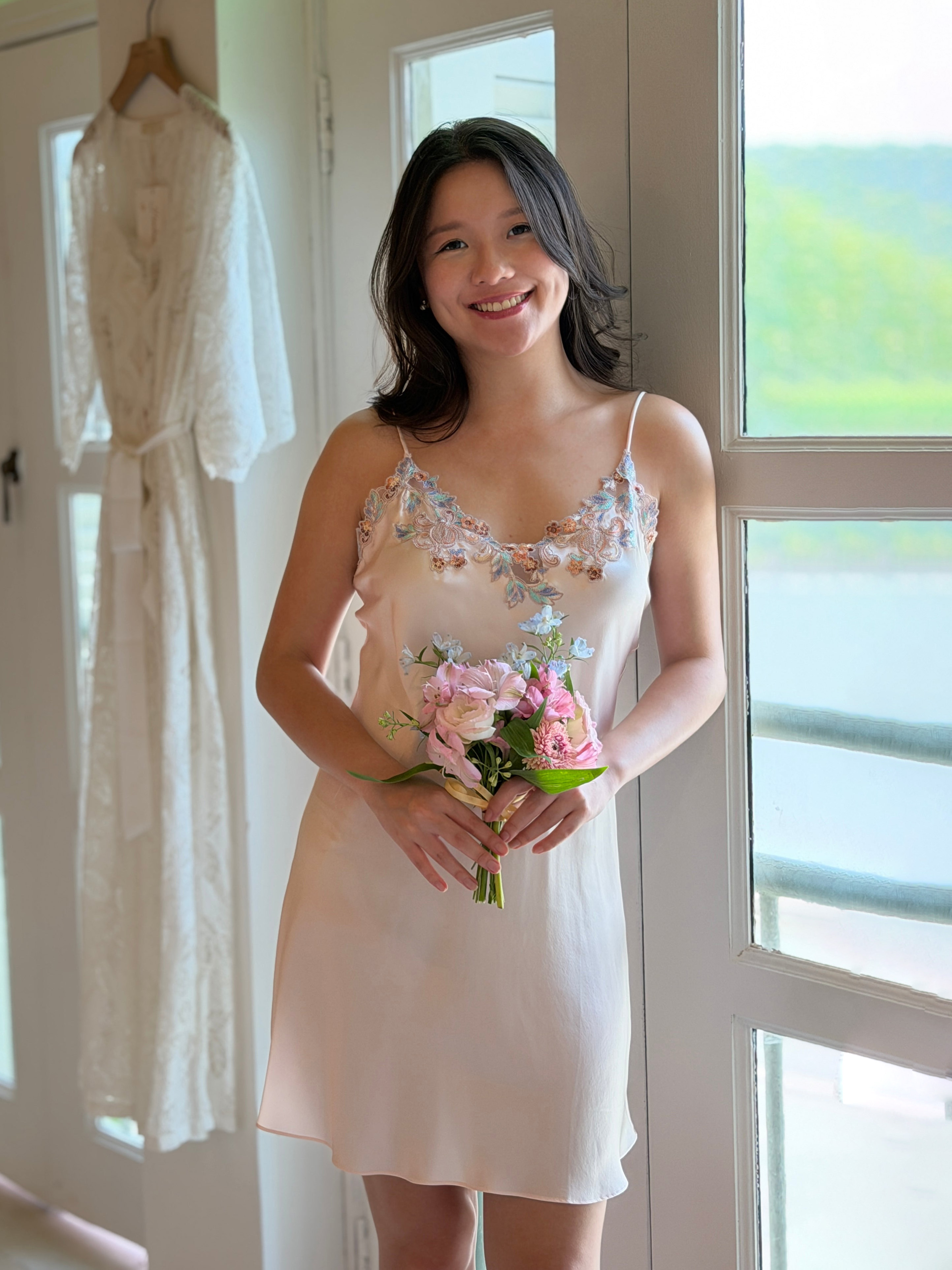 Eden Silk Mini Dress In Pink