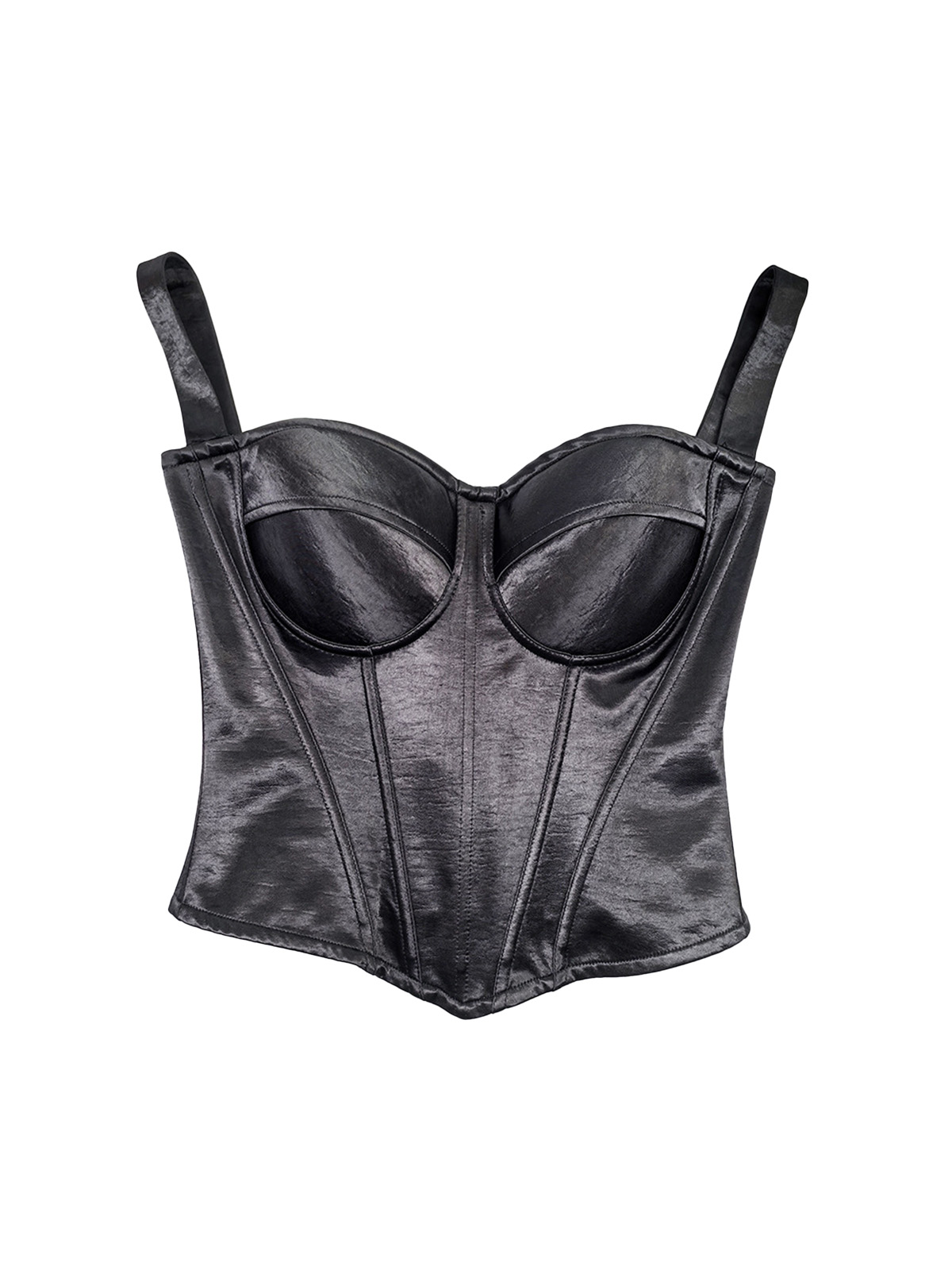 Aitana Satin Bustier - Black
