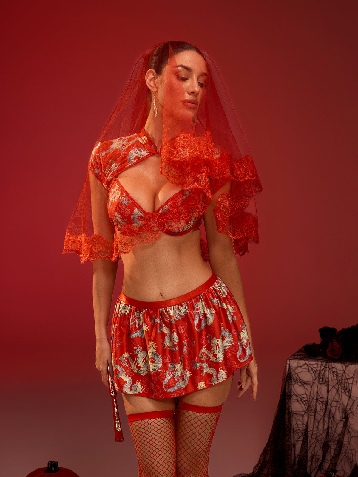 Andie Lace Veil - Red