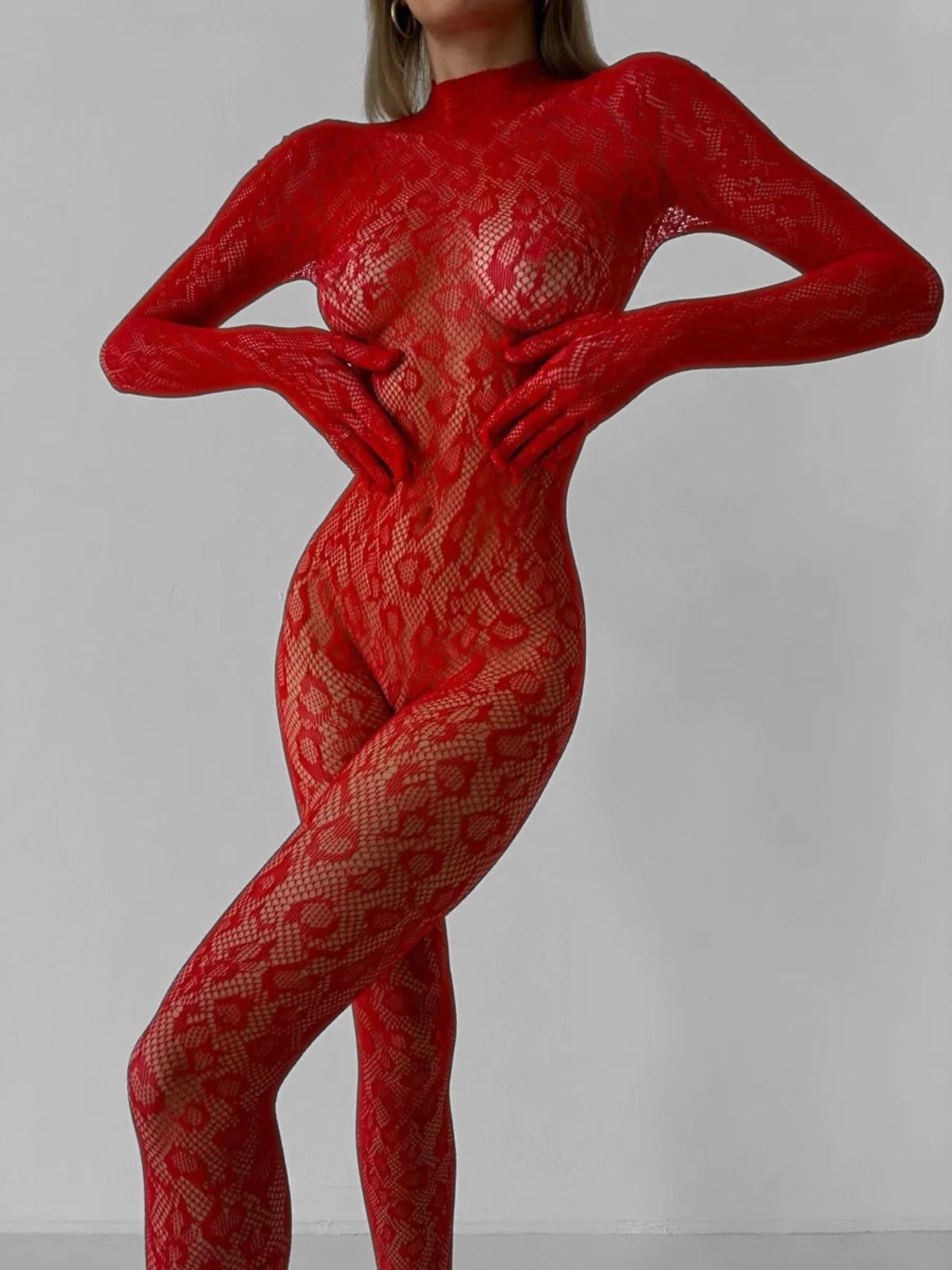 Amirah Leopard Catsuit - Red