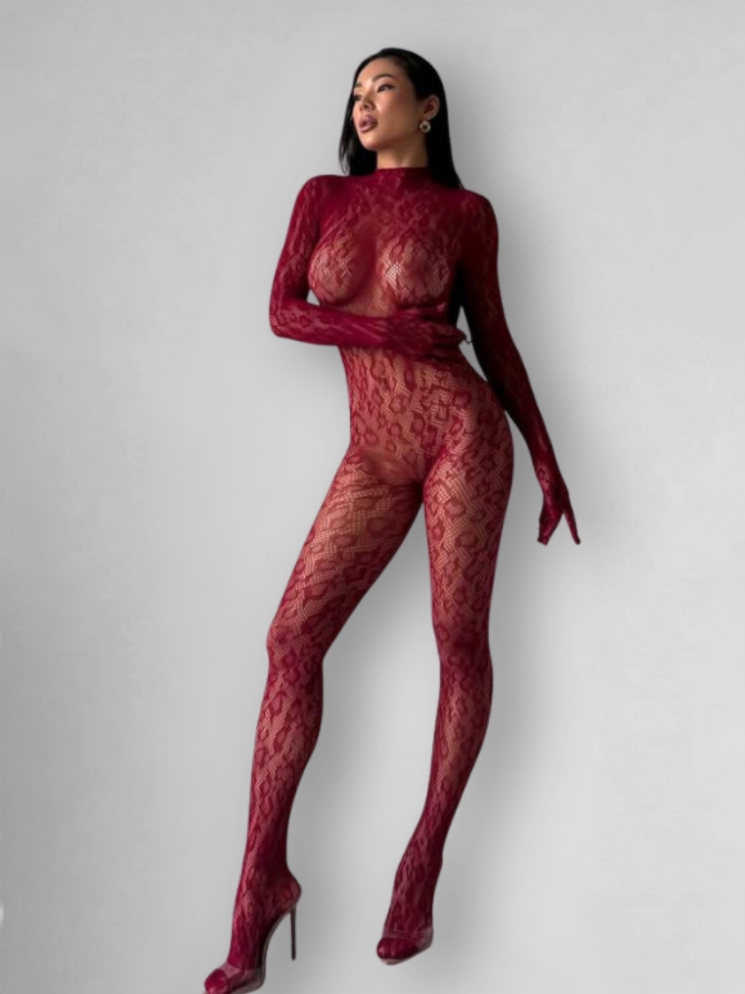 Amirah Leopard Jumpsuit - Wine
