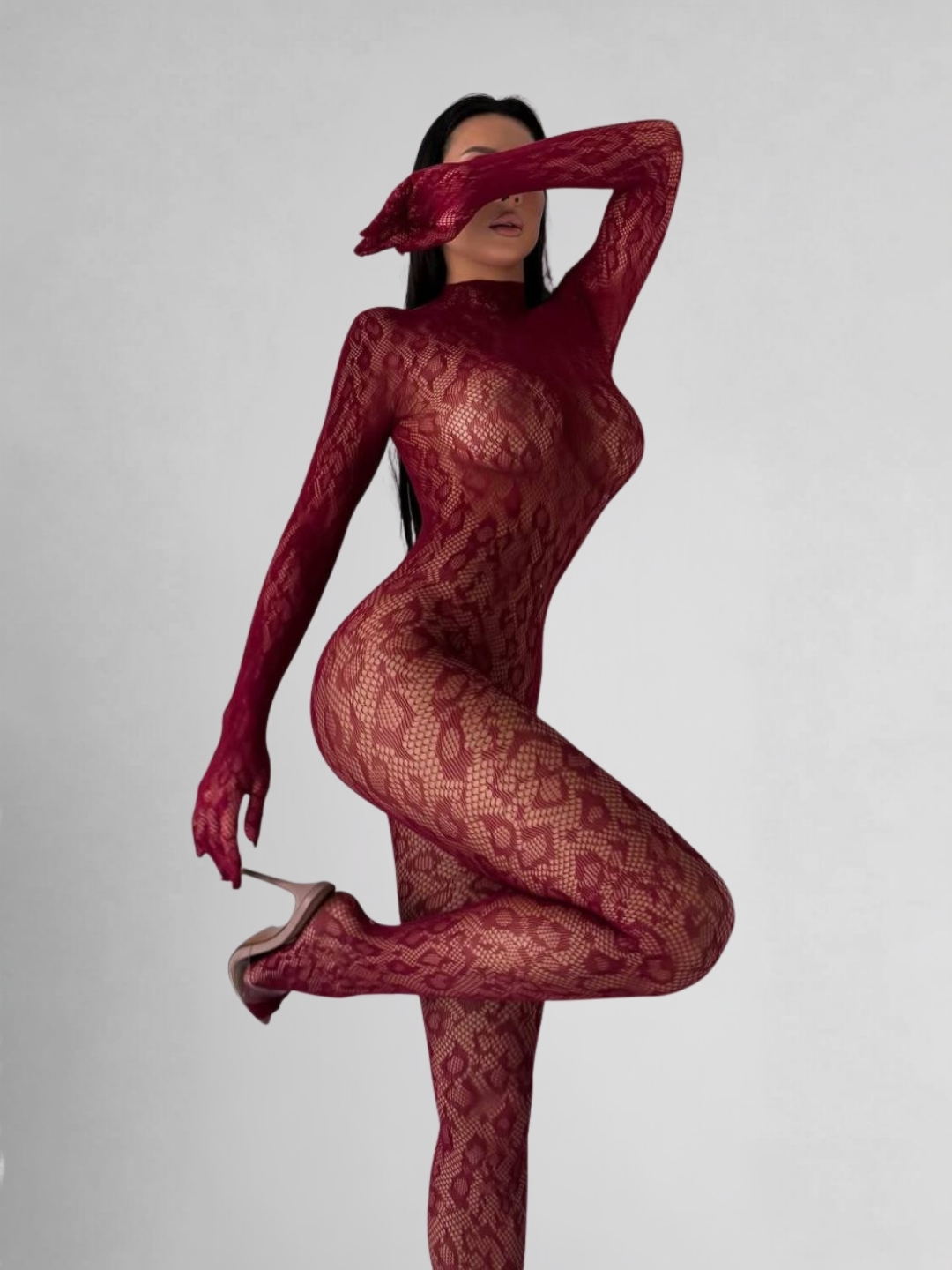 Amirah Leopard Jumpsuit - Wine