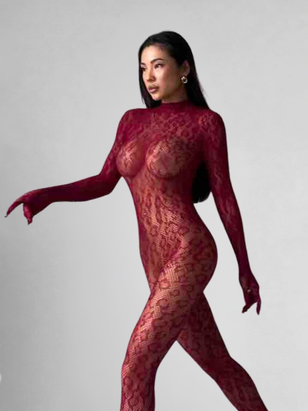 Amirah Leopard Jumpsuit - Wine